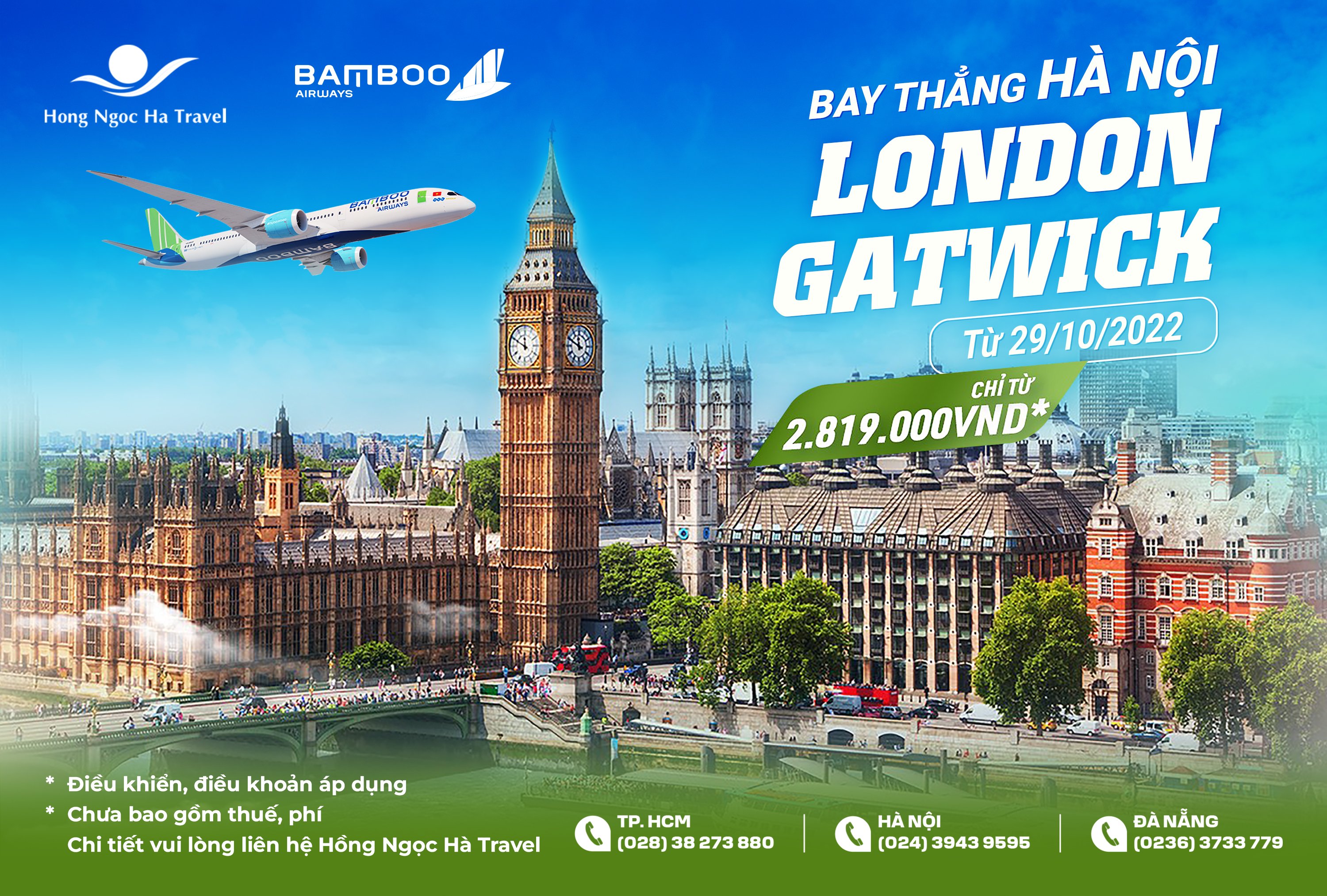 BAMBOO AIRWAYS MỞ BÁN ĐƯỜNG BAY THẲNG HÀ NỘI – LONDON GATWICK