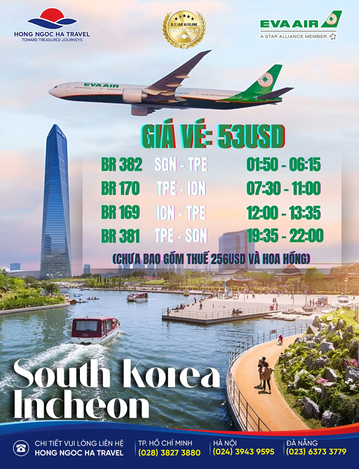 Trải nghiệm du lịch tuyệt vời với EVA AIR - Chuyến bay tới Seoul chỉ từ 53 USD