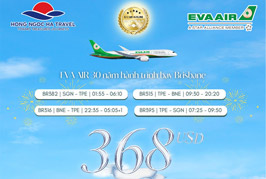 EVA Air – 30 Năm Hành Trình Bay Brisbane Ưu Đãi Hấp Dẫn Chỉ Từ 368 USD