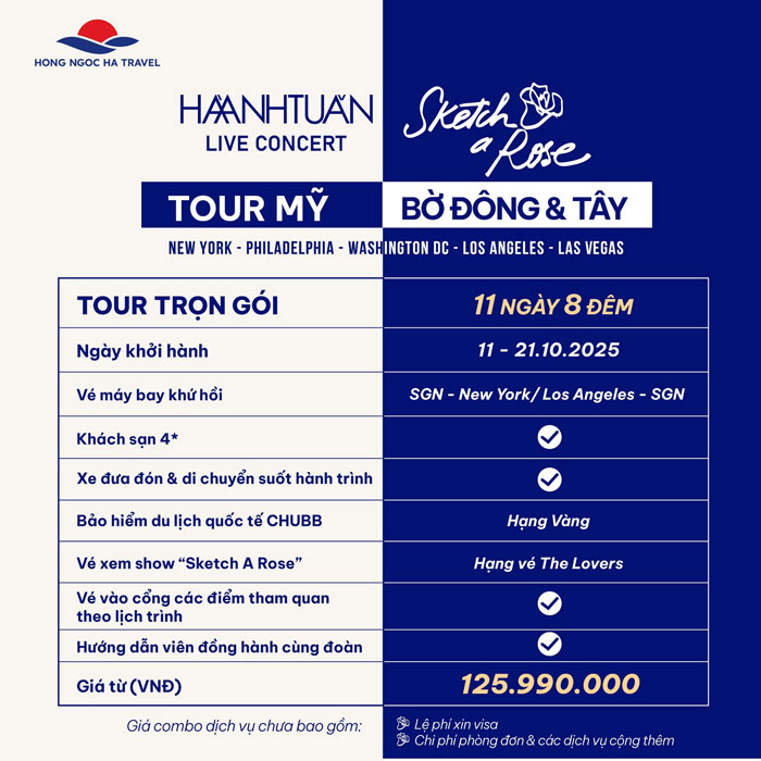Tour Du Lịch Mỹ: Hành Trình Liên Tuyến Đông - Tây & Đêm Diễn "Sketch A Rose" Của Ca Sĩ Hà Anh Tuấn