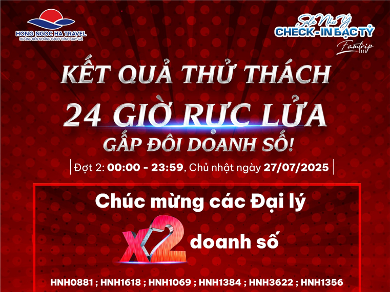KẾT QUẢ: 24 GIỜ RỰC LỬA – GẤP ĐÔI DOANH SỐ!