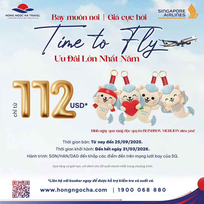 TIME TO FLY – ƯU ĐÃI LỚN NHẤT NĂM CÙNG SINGAPORE AIRLINES