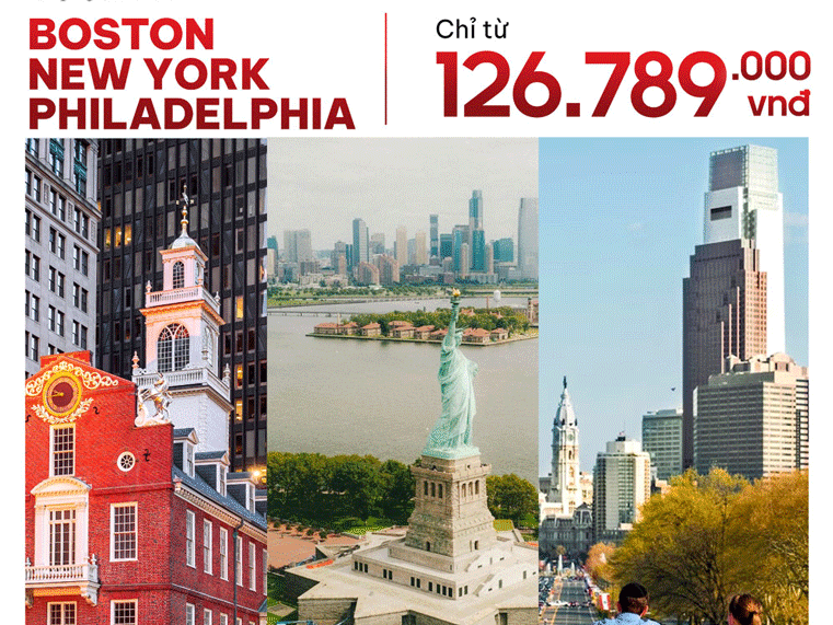 TOUR MỸ | BOSTON – NEW YORK – PHILADELPHIA | KẾT HỢP XEM BÓNG ĐÁ HÈ 2026 | 9N6Đ
