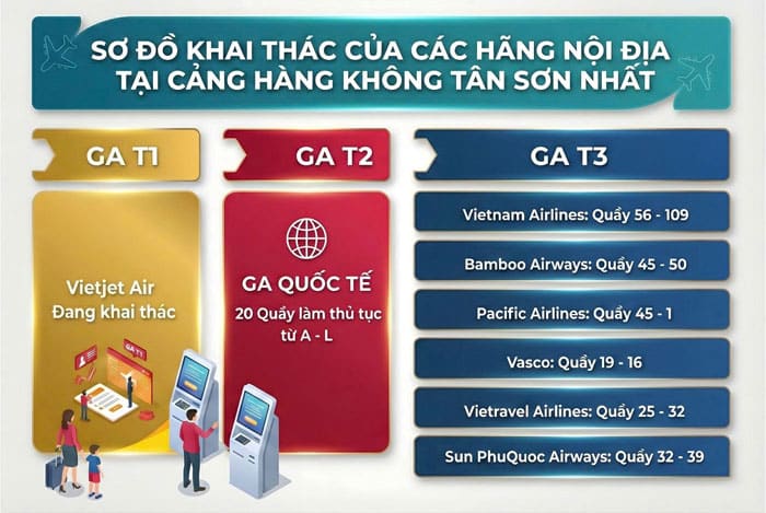 Phân luồng nhà ga tại Sân bay Tân Sơn Nhất (SGN)
