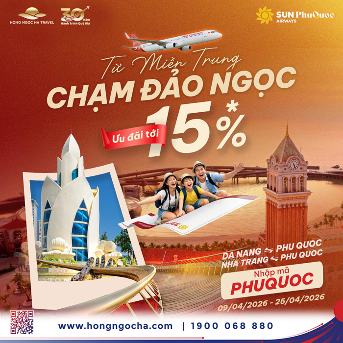 Chương trình ưu đãi từ Sun PhuQuoc Airways dành cho các hành trình từ miền Trung đến Phú Quốc