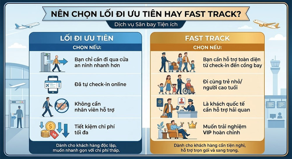 Nên Chọn Lối Đi Ưu Tiên Hay Fast TrackNên Chọn Lối Đi Ưu Tiên Hay Fast Track