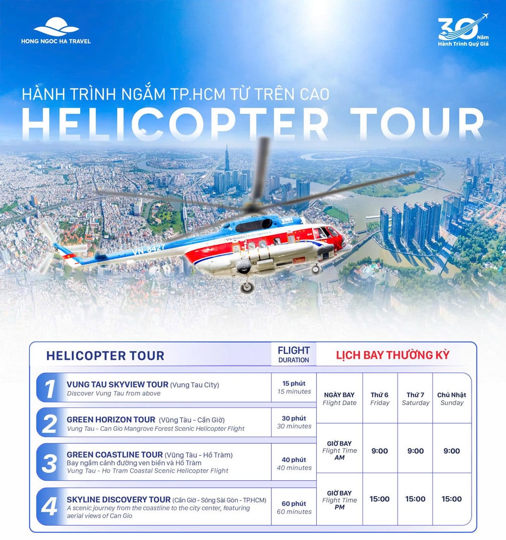 Bảng giá tour trực thăng tại Hong Ngoc Ha Travel