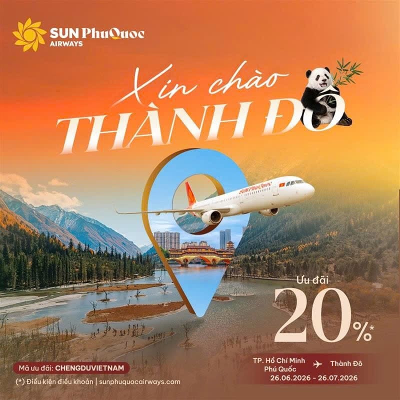 Mở Bán Đường Bay Thẳng Đến Thành Đô, Ưu Đãi Giảm 20% Giá Vé