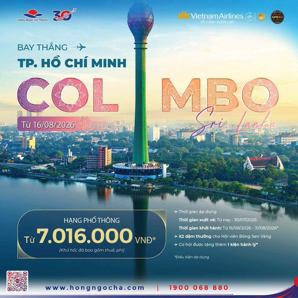 Ưu đãi bay thẳng Tp.HCM – Colombo chỉ từ 7.016.000 VNĐ